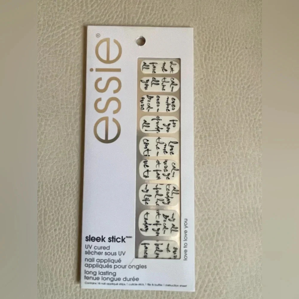 Essie press on gel manicure UV cure set of three sleek stick design print nails - Picture 4 of 6